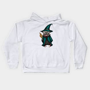 Cute Pug In Witch Costume Kids Hoodie